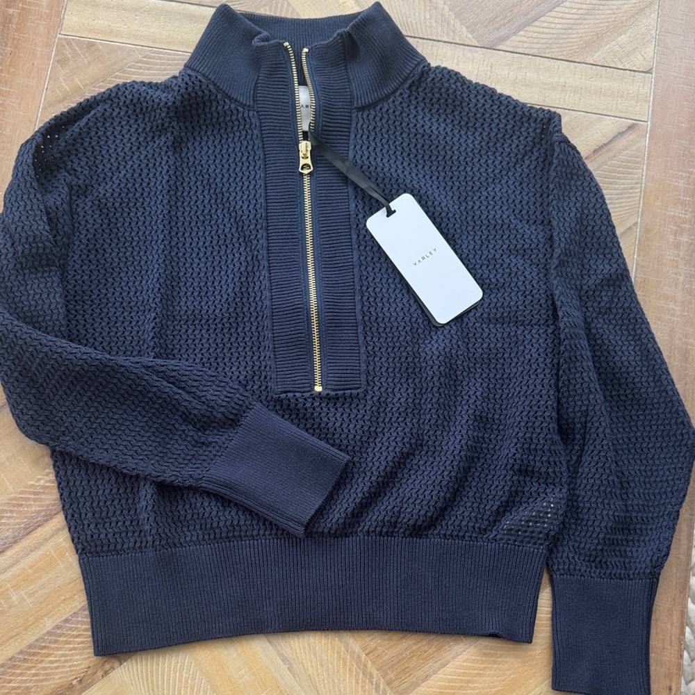 Varley Aurora Half-Zip Knit Pullover in Blue Nights